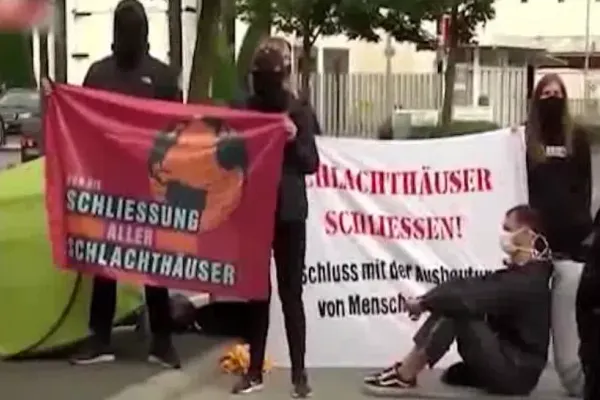 Protest la abatorul din Germania unde s-au infectat cu Covid peste 1.000 de români