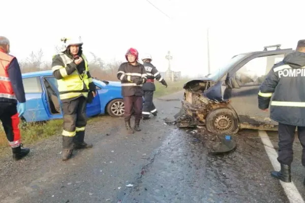 Accident grav, în Bistrița-Năsăud: 3 victime, după un impact catastrofal