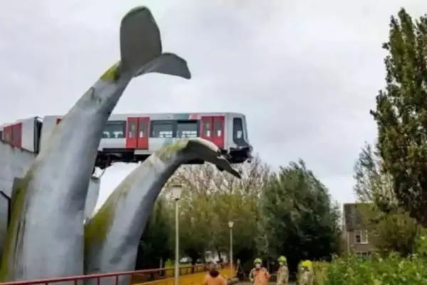 Accident spectaculos în Olanda. Un tren a fost oprit de la prăbușire de o sculptură imensă