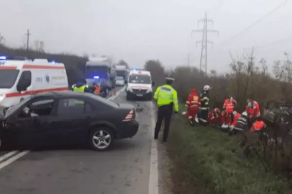 Accident grav, în jud. Vaslui: doi morți, după un impact devastator