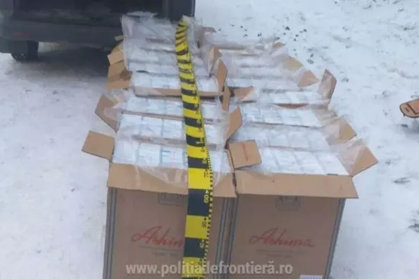 Țigări de contrabandă în valoare de peste 146.000 lei, confiscate de polițiștii de frontieră la Izvoarele Sucevei