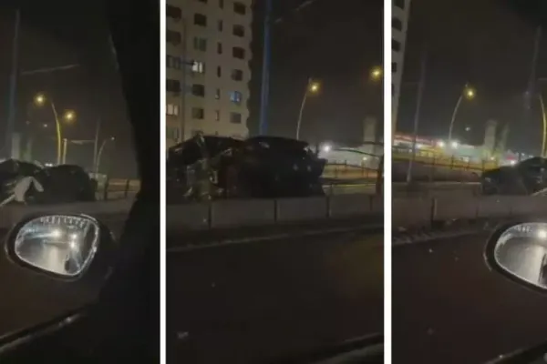 Accident grav, pe Podul Basarab, din Capitală: o mașină a ajuns pe linia de tramvai