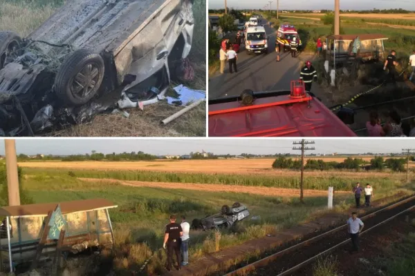 Accident grav între un autoturism și un tren de călători - Șoferul a rămas încarcerat în mașină