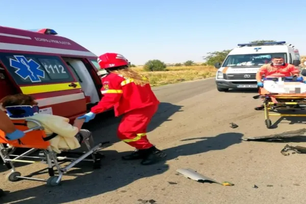 FOTO | Accident teribil, în Giurgiu: 4 victime, dintre care una încarcerată, în urma unui impact devastator