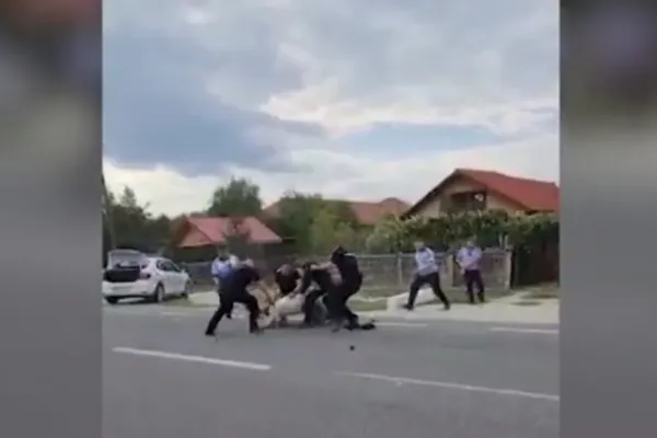 VIDEO - Scandal în Gorj - Polițiști agresați de un individ turbulent