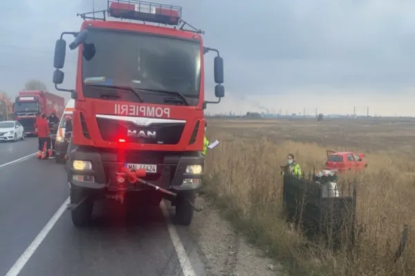 FOTO Accident GRAV la ieșirea din Buzău - 2 persoane rănite duse de urgență la spital