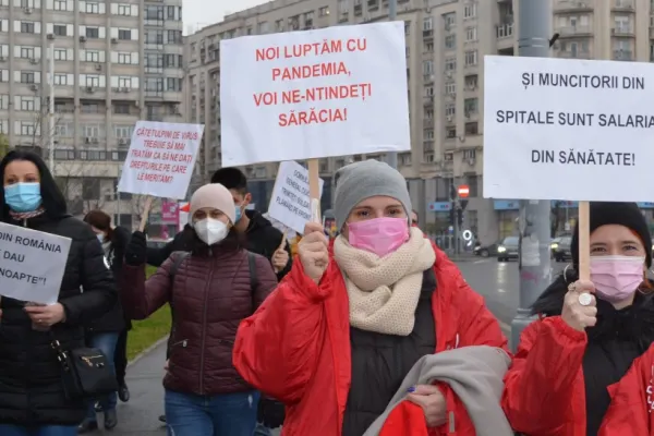 Proteste în România - Federația Sanitas iese în stradă pentru a treia zi consecutiv