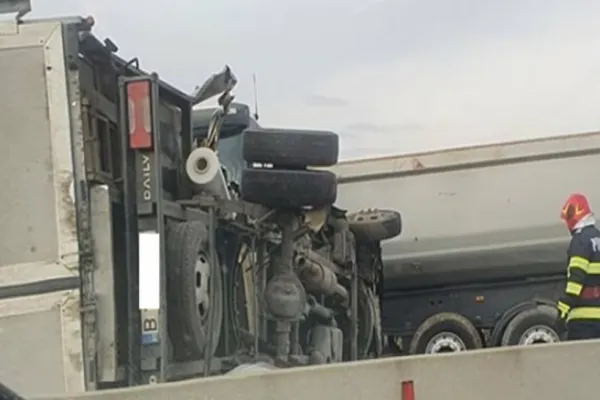 Accident GRAV cu două camioane implicate, pe sensul Brașov – Ploiești. Trafic blocat pe DN1