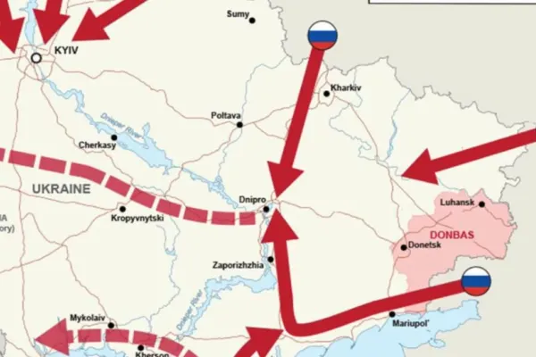 FOTO | Harta invaziei ruse din Ucraina a fost publicată de armata britanică. Spre ce direcții va ataca Putin