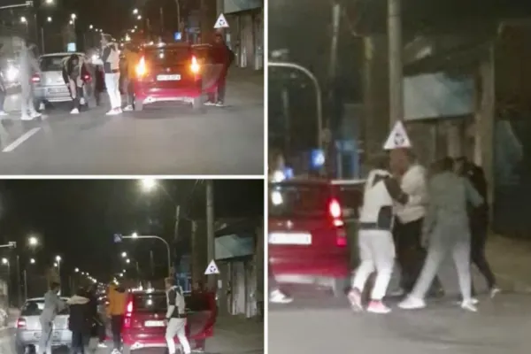 VIDEO: Bătaie cu pumni și picioare în Pitești, în plină stradă, în urma unui accident