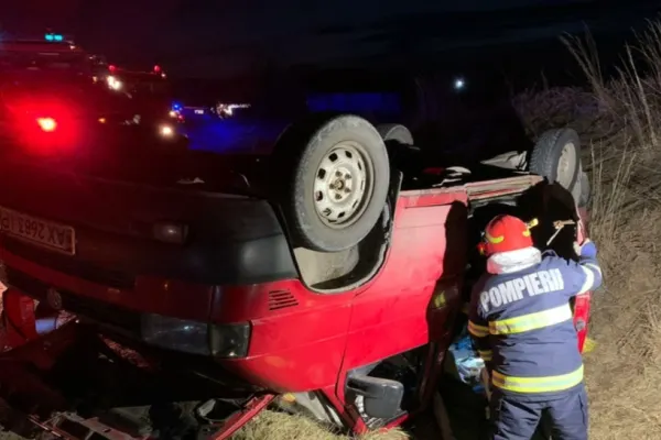 Accident cumplit în Bihor! Un microbuz plin cu refugiați din Ucraina s-a răsturnat