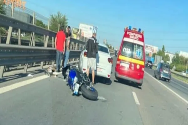 Motociclist accident pe A1, în dreptul localității Ciorogârla. Circulația rutieră, restricționată parțial