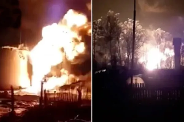 Incendiu în Rusia, la 150 de km de războiul din Ucraina - Depozit petrolier, în flăcări - Cine a declanșat focul - VIDEO