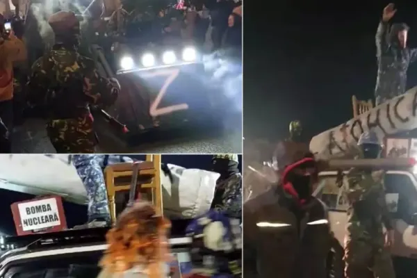 Dosar penal după colindul „mascaților putiniști” din Berzunți. Un bărbat, cercetat pentru că a pus litera „Z” pe un tractor - VIDEO