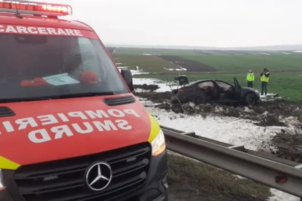 Accident înfiorător, lângă Zidul Morții din Suceava: un mort și 4 răniți grav, după ce s-au răsturnat cu BMW-ul