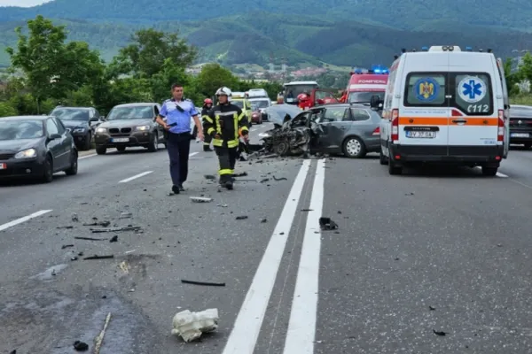 Accident rutier cu 5 victime, la intrarea în Codlea. Trafic îngreunat - VIDEO