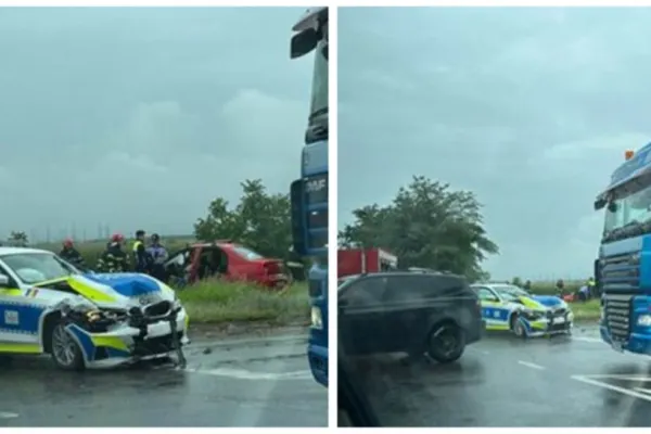 BMV-ul Poliției, implicat într-un grav accident - O femeie a MURIT