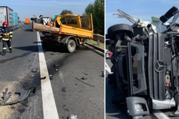 Accident grav pe A1, între Deva și Orăștie - TIR răsturnat după ce a lovit o autoutilitară - O persoană rănită, dusă urgent la spital