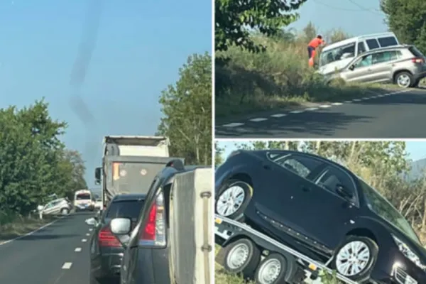 Accident grav, cu 6 răniți, în Arad. Un microbuz s-a cioncnit cu alte 2 vehicule - FOTO