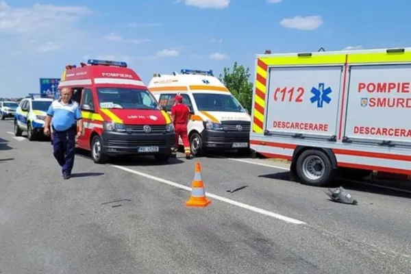 Accident rutier în care a fost implicat un autobuz și o autoutilitară, la Olt - A fost activat Planul Roșu de Intervenție