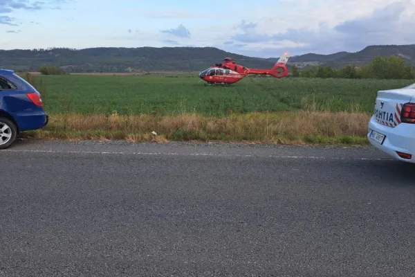 Accident grav între Sibiu și Sighișoara: 2 victime după ciocnirea violentă a două mașini - A fost solicitat elicopterul SMURD