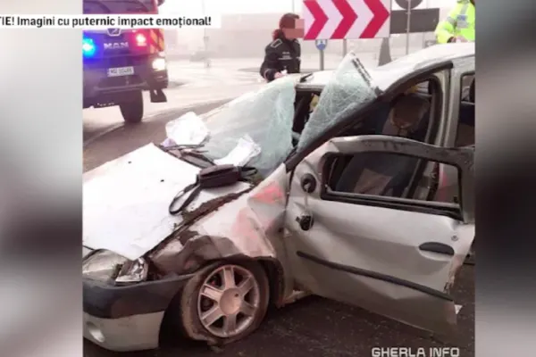 Accident grav, provocat de un șofer beat, care circula cu viteză. Mașina a zburat în aer și s-a rostogolit pe șosea de mai multe ori