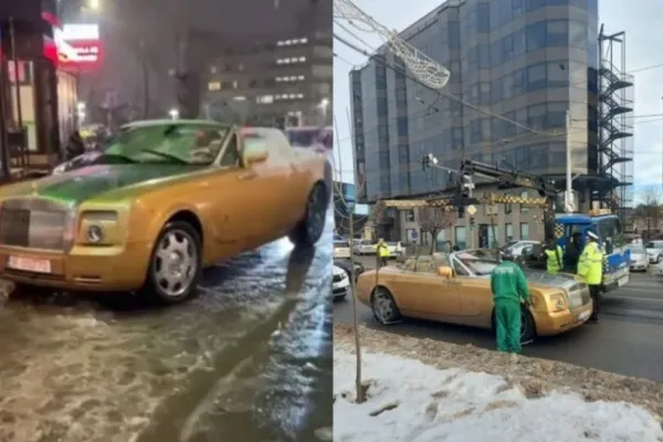 Cine e șoferul care se plimba cu un Rolls Royce decapotabil prin Iași, la minus 10 grade Celsius? Polițiștii sunt șocați