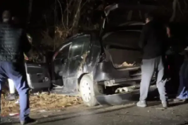 Accident grav în Gorj, patru minori se aflau într-o mașină care a derapat și a intrat într-un copac