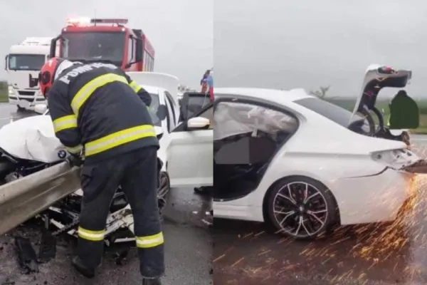 Grav accident rutier pe A1. Un bărbat a decedat după ce a intrat cu mașina într-un parapet de fier