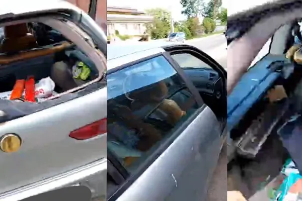 Și-a distrus mașina în fața polițiștilor, supărat că a rămas fără talon. Spectacol șocant oferit de un șofer din Neamț  - VIDEO