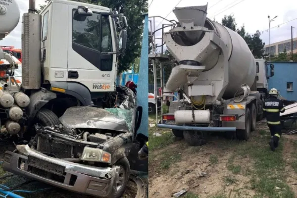 Grav accident rutier în Arad. Un tânăr de 21 de ani a murit în urma impactului cu o autobetonieră