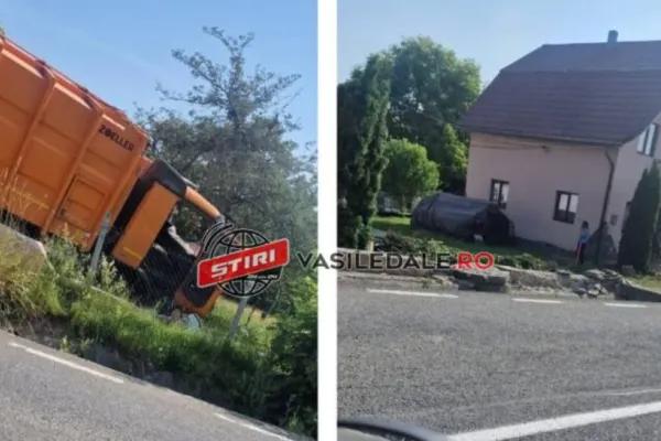 Accident rutier la Văleni, cu o maşină de gunoi implicată. Şoferul a murit după ce a sărit de la volan