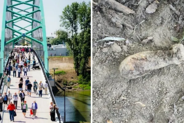 Alertă lângă o pasarelă pietonală din Satu Mare: bombă neexplodată, găsită de muncitorii care efectuau lucrări în zonă