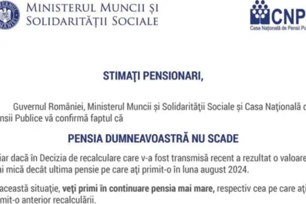 Documentul OFICIAL care atestă că pensia nu scade după recalculare. Ce au transmis șefii de la Muncă și de Pensii -DOCUMENT