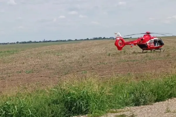 Accident de muncă pe șantierul unui pod din Prahova - Un bărbat a fost strivit de un utilaj și a fost luat cu un elicopter SMURD