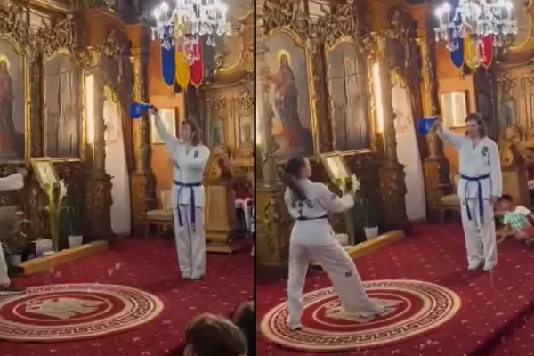 Demonstrație de karate într-o biserică ortodoxă din Ucraina. Cum au reacționat enoriașii? - VIDEO