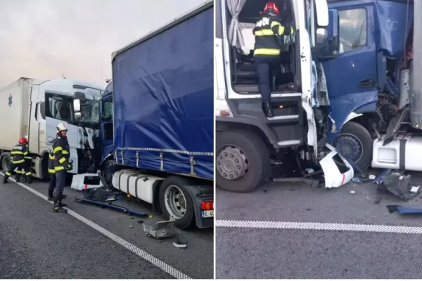Accident grav pe DN1. Două TIR-uri s-au ciocnit - VIDEO