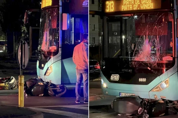 Accident grav pe Bulevardul Metalurgiei din București: un livrator pe scuter, lovit de un autobuz STB