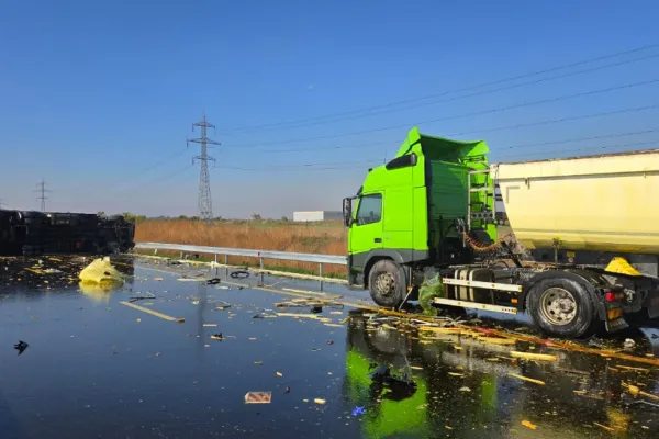 Carambol pe Centura București, între Bragadiru și Berceni. Accident cu trei camioane. Un om a murit