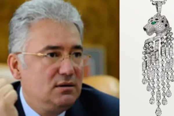 Sume halucinante cheltuite de Adriean Videanu pe bijuteriile de lux. Vameșii i-au confiscat un colier din aur alb, cu 614 diamante, 11 onixuri și 14 smaralde, în valoare de 488.000 de euro