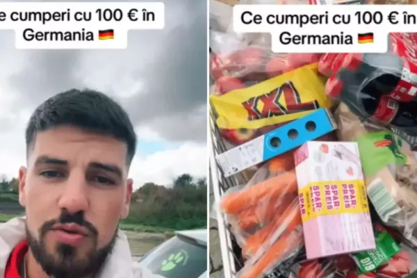 Un român arată pe TikTok ce a cumpărat din Germania cu 100 de euro: „În România te ustură la buzunar”