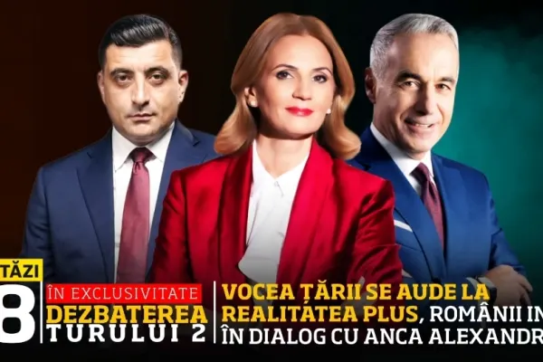 Anca Alexandrescu, ediție specială la ora 18.00. Vocea Poporului se aude la Realitatea PLUS: Dezbatere crucială înaintea turului 2 al alegerilor prezidențiale