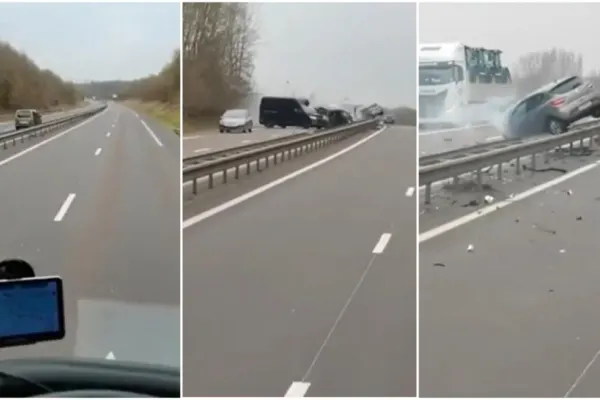 Imagini dramatice surprinse de un șofer: o mașină intrată pe contrasens a provocat un ACCIDENT MORTAL