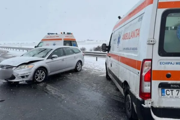 Trafic îngreunat din cauza vremii. Accident pe autostrada A2