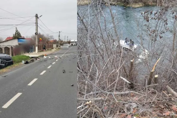 Val de accidente pe drumurile din țară. Cinci persoane rănite după un accident cu trei mașini în Buzău. Un autoturism a plonjat în râul Sebeș