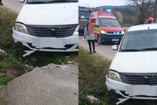 Accident grav în Argeș. Trei persoane au fost rănite, după ce o mașină a părăsit carosabilul și a aterizat într-un șanț