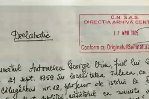 Crin Antonescu a prezentat declaraţia dată la Securitate! Planurile sorosiștilor, date peste cap - DOCUMENT/FOTO