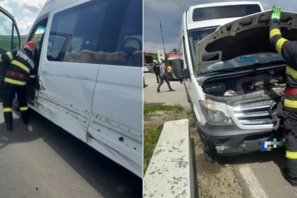 Un microbuz cu 12 elevi, implicat într-un accident la ieșire din Blaj. Un copil a fost rănit
