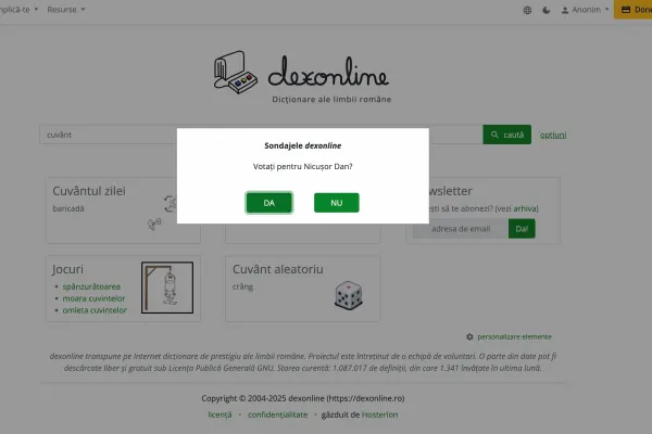 DEXONLINE întreabă dacă votezi sau nu cu Nicușor Dan. Ce se întâmplă dacă răspunzi NU