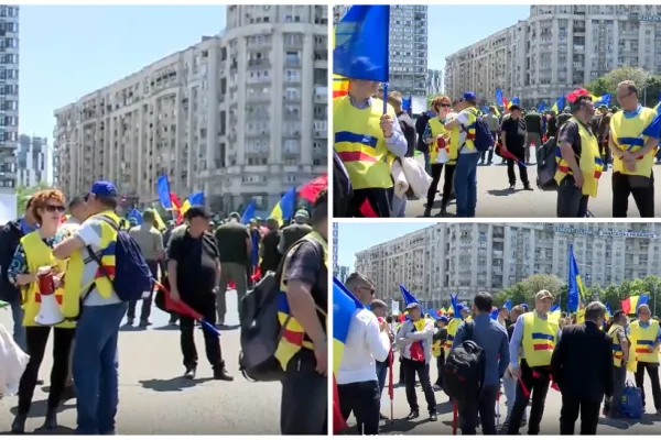Sindicaliștii și pensionarii au protestat în fața Guvernului. Ceferiștii amenință că intră în grevă generală, după alegeri